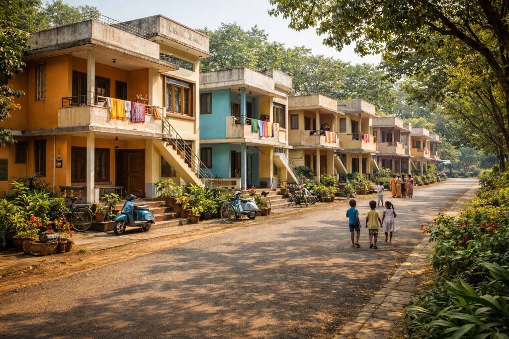 Decade Street pathway and cottages